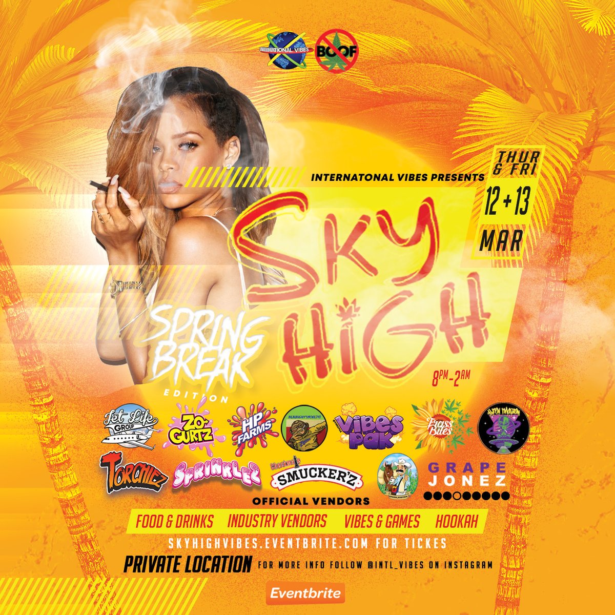 401kKennels's tweet photo. Sky High #SpringBreak2020 
March 12-13
8pm - 2am

Visit https://t.co/ntbHaFY94h for tickets!
Follow on IG @Intl_Vibes for updates!

#MiamiSpringBreak2020 #GotGas #SkyHigh #SpringBreakMiami2K20 #Wynwood #Miami #FtLauderdale #SouthBeach #PalmBeach https://t.co/QSOPCLs7dS
