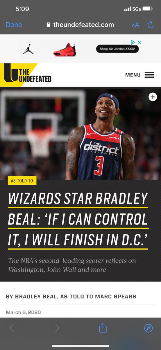 Wizards star Bradley Beal: ‘If I can control it, I will finish in D.C.’ — The Undefeated
theundefeated.com/features/wizar…