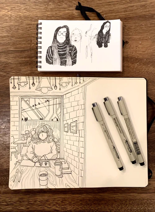 café sketch date w/ @jessezhangart ! 