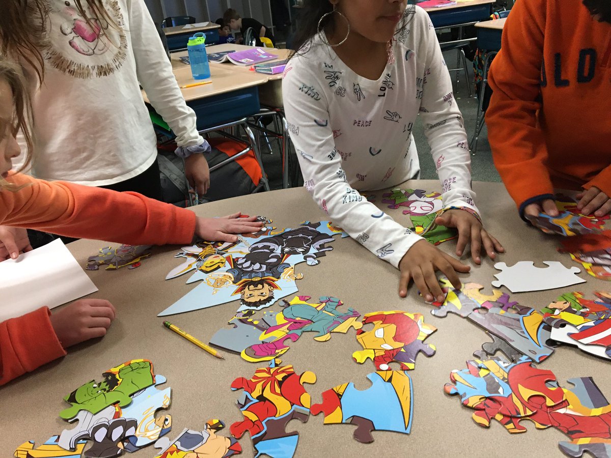 4thCombs's tweet photo. Synergizing to finish our puzzle! Fun Friday’s in fourth grade are perfect opportunities to use our 6th habit! @CombsCatchUp @wcpssmagnets https://t.co/gXC10ViPTs