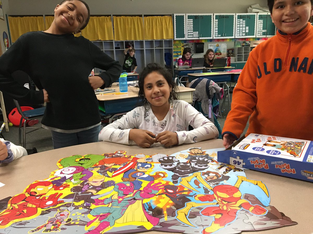 4thCombs's tweet photo. Synergizing to finish our puzzle! Fun Friday’s in fourth grade are perfect opportunities to use our 6th habit! @CombsCatchUp @wcpssmagnets https://t.co/gXC10ViPTs