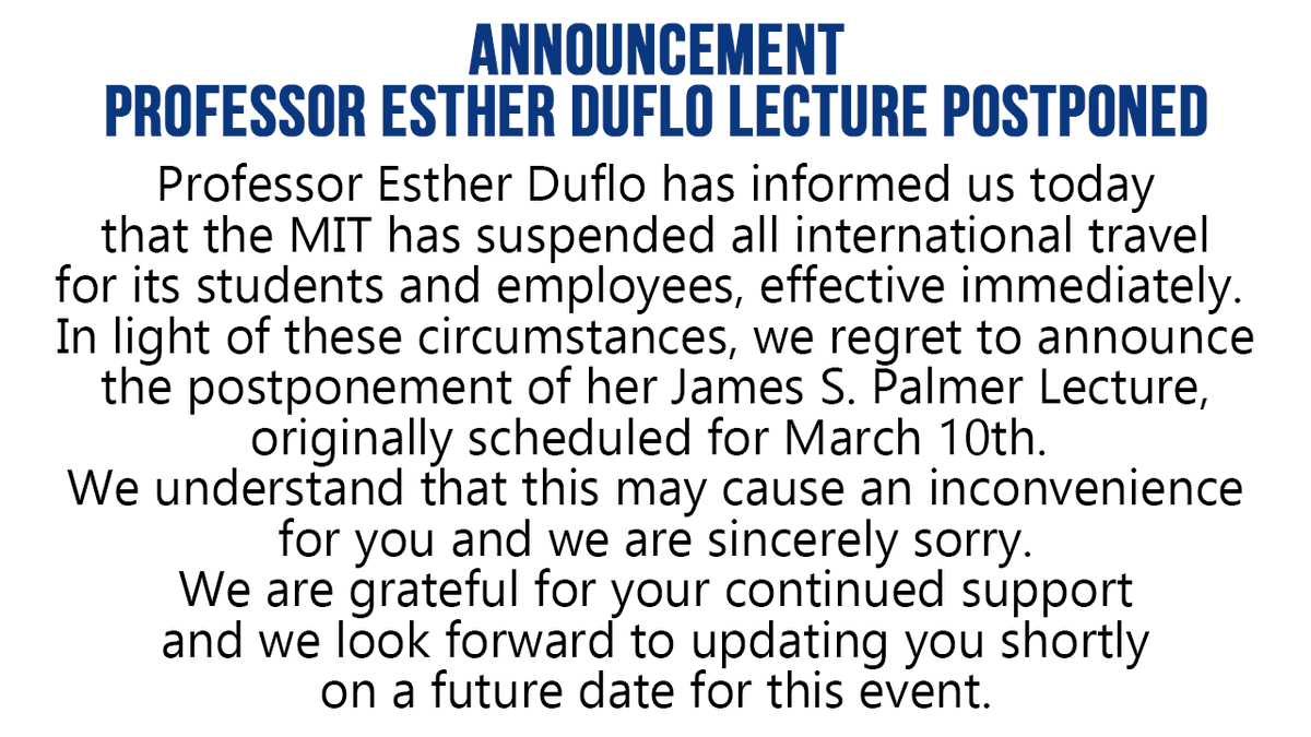 policy_school's tweet photo. Important announcement from The School of Public Policy regarding the James S. Palmer Lecture https://t.co/QLx2tbkEnz