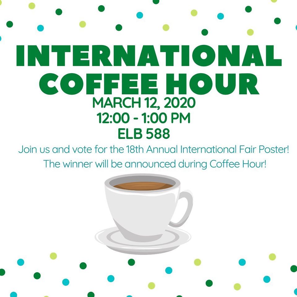 alcicsusm's tweet photo. Join us for International Coffee Hour next Thursday (March 12th). Bring a friend or two and enjoy delicious snacks, coffee and artistic posters created by your peers 🎨👨‍🎨👩‍🎨 https://t.co/wQQdXb5pXC