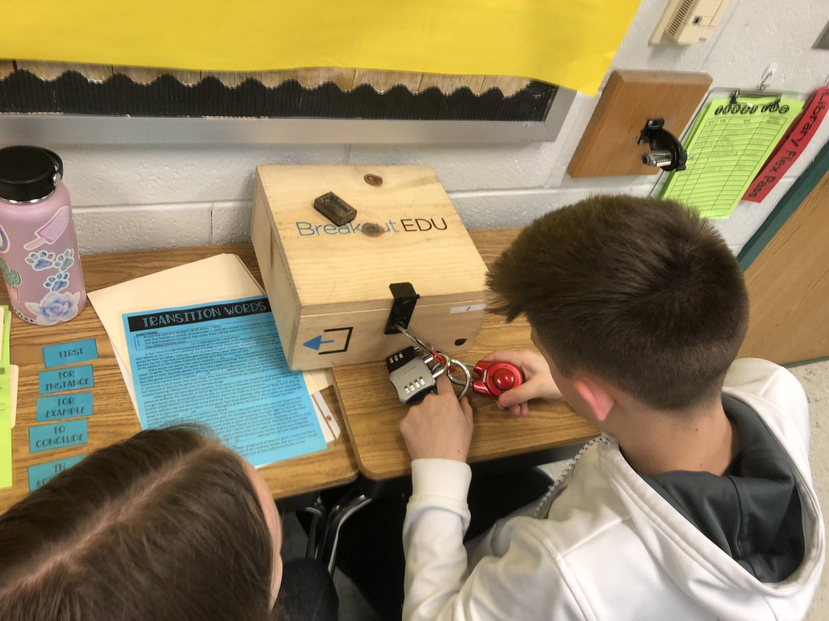 8th grade prepping for the writing SOL with <a href="/breakoutEDU/">Breakout EDU</a> we love our @BullRunMS students! #pwcsnews