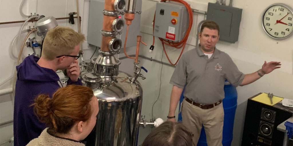 BTRbourbon's tweet photo. Ricci's presentation yesterday on #entrepreneurship and #engineering to German students from the @FulbrightPrgrm #geauxengineering #distillation #distilling #LSU #fulbright https://t.co/8W6qd2D1PE