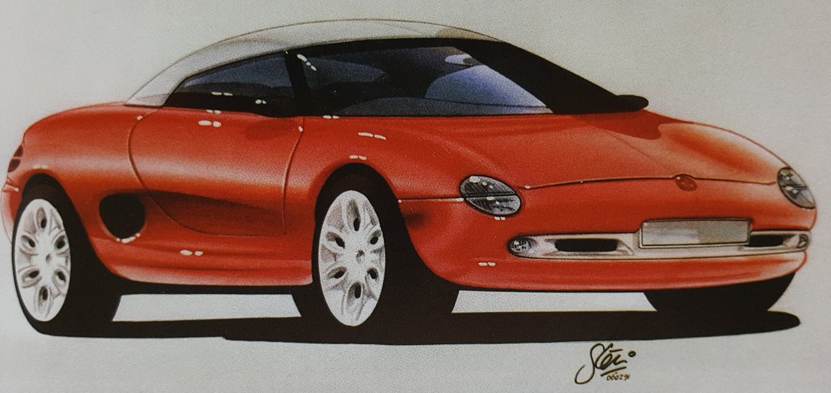 MGFRegister's tweet photo. Do you think this looks like an MGF?  It should do...it is a 1991 sketch by Steven Harper which developed through to PR3 and then the F. Basically this is point zero! @MGCarClub  @MGF25_2020 https://t.co/eEqJZlT0dq