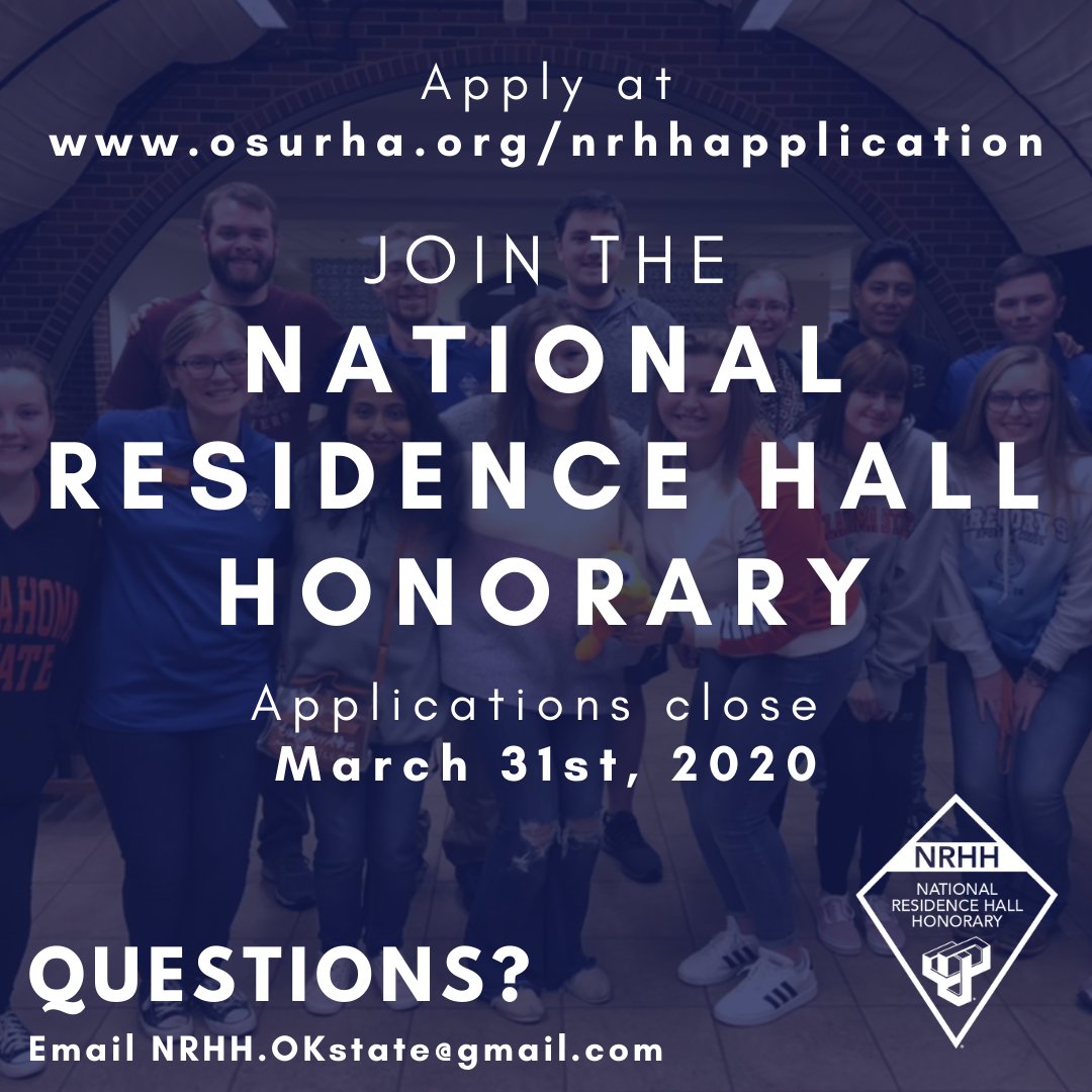 Applications to join the National Residence Hall Honorary are now OPEN!!! If you live on campus and would like to be a part of an organization that strives for the recognition of under-represented entities on campus and service for the surrounding community, then you can apply!