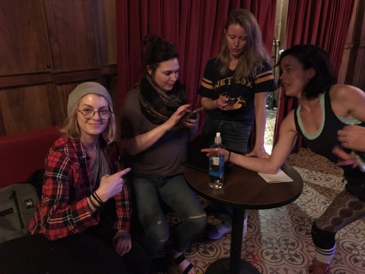PointBreak_Live's tweet photo. The ladies of #PointBreakLIVE going over notes between acts at rehearsal. We open tomorrow night.
#PointBreak #Keanu @SadKeanu #LosGlobos @itsajoyamia @ChristiWaldon @erikaizabelle @amberhubert https://t.co/R5pDYWdJKk