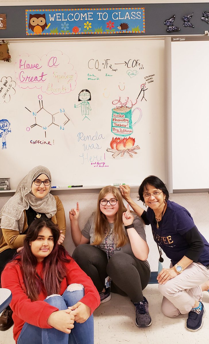 SandyKulkarnee's tweet photo. This was so sweet! My students decorated my classroom board to wish #HappySpringBreak, made sure their #KOOLEST #ChemistryTeacher #ProudTeacher gets a personalized art mug with a treat of virtual #COFe2. I am certain they know a lot about me and also #FunChemistry with #Coffee https://t.co/CicznqAxqL