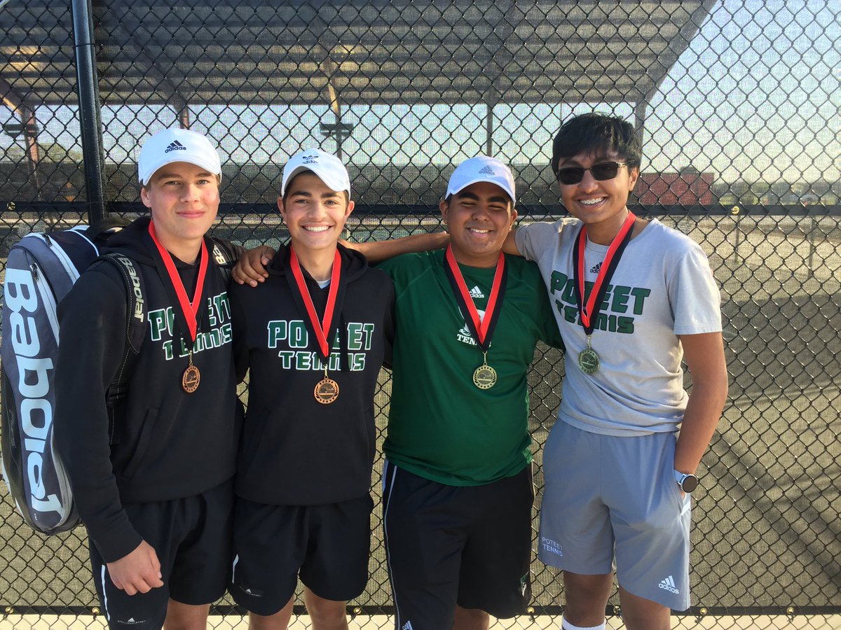 PoteetTennis's tweet photo. Poteet Varsity Tennis brought home the hardware at the Melissa Invitational Tournament! 🎾 #poteetstrong https://t.co/BYRM6JsSKI