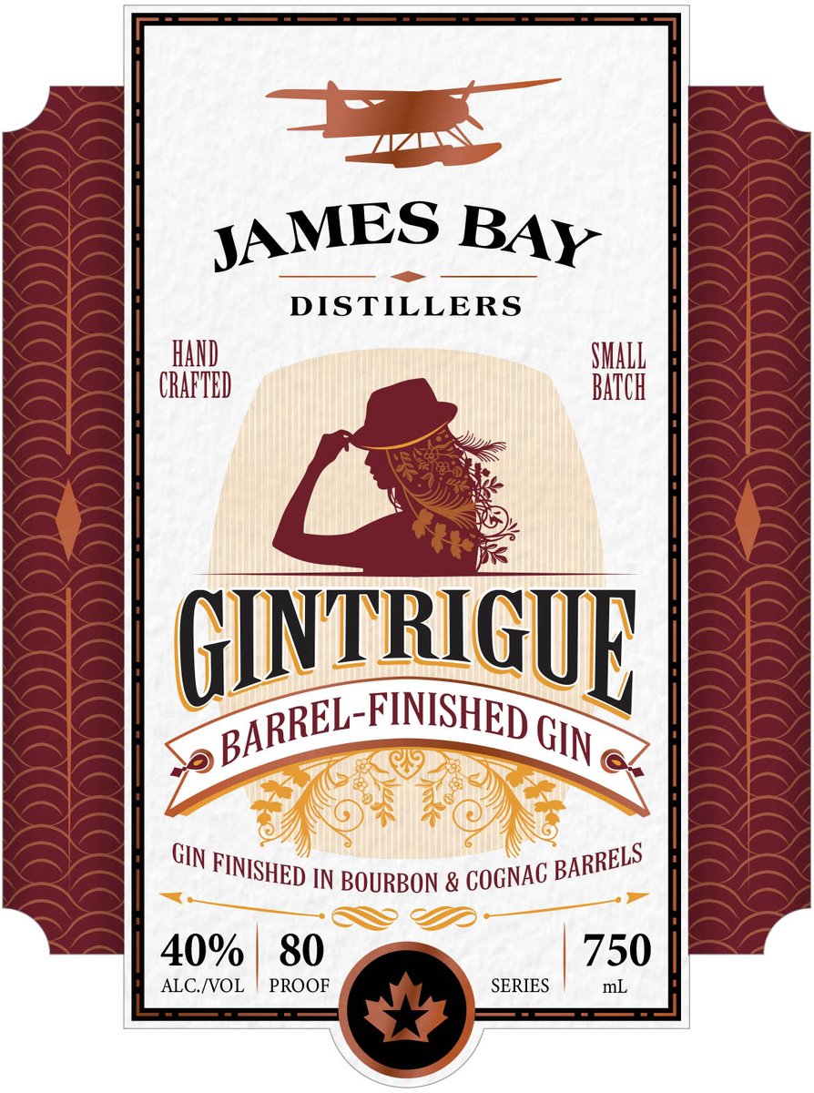 JamesBayDistill's tweet photo. #ProductRelease #comingsoon after printing labels: our barrel-finished #gin full of #Gintrigue with #juniper #coriander #angelica #orrisroot moderated by 4-year #bourbon & 7-year #cognac barrels. Sweet complexity mid-palate and mild juniper finish. Definitely a sipping gin https://t.co/tcs88ti6vA
