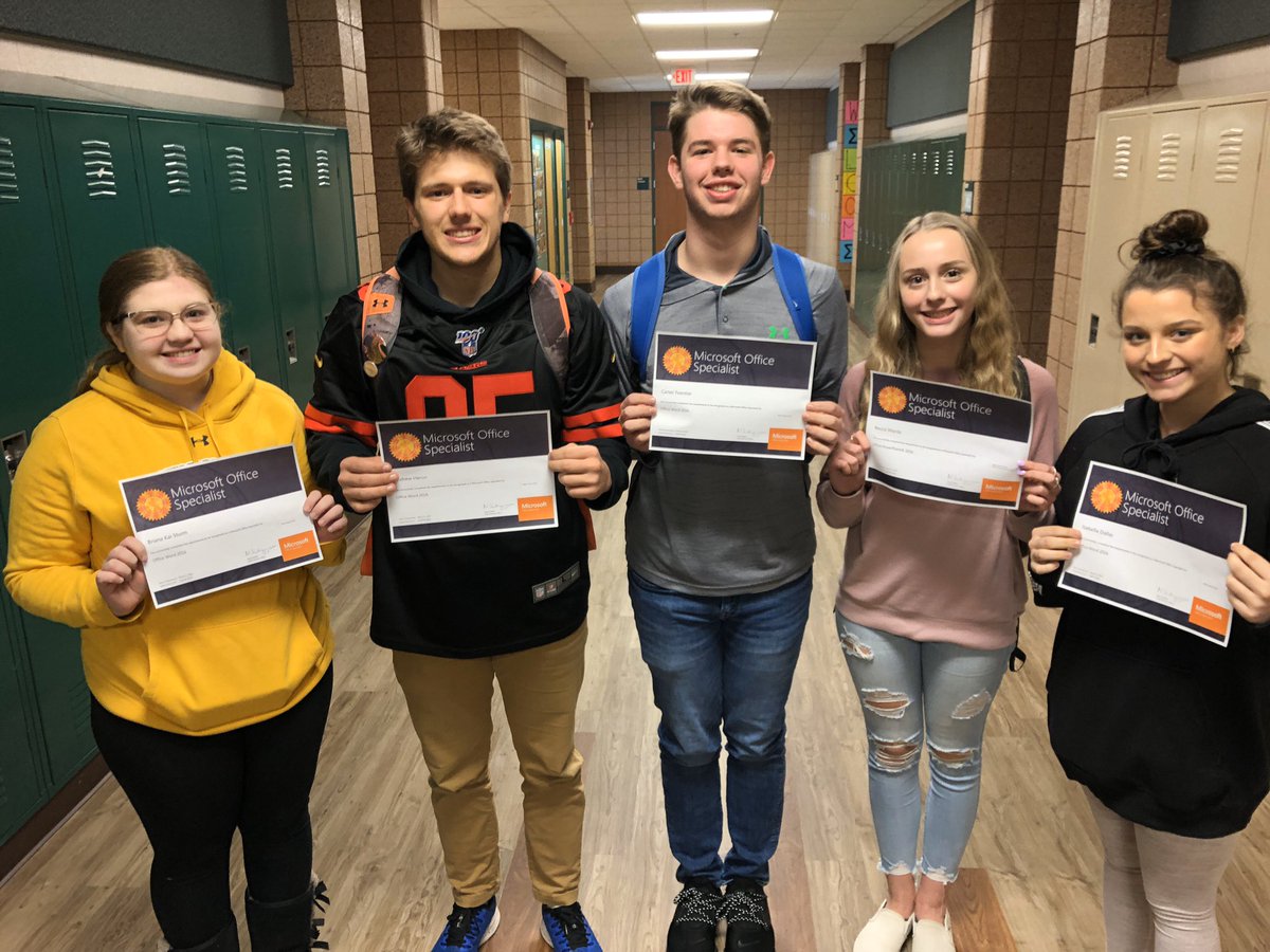 MrsSwit's tweet photo. Finally, got the site license for MOS certification and testing began today! Congratulations to Bri, Andrew, Carter, Becca, Izzy, Jacob, and Joe! More pictures coming Monday!! #lfleads #lfbusn #MOS #Gmetrix #Word #PowerPoint #Excel #EmployabilitySkills https://t.co/rHq4Gfw96E