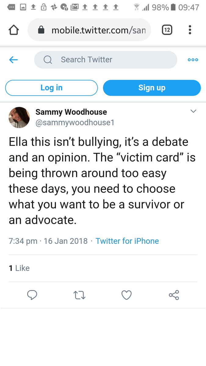 After I challenged her on what she said, Ella tweeted that not all sexual abuse is violent or harmful to children. She then deleted the tweet but Sammy wrote it out word for word in a response. This really worried me. Sammy also showed concern at this comment. 14/