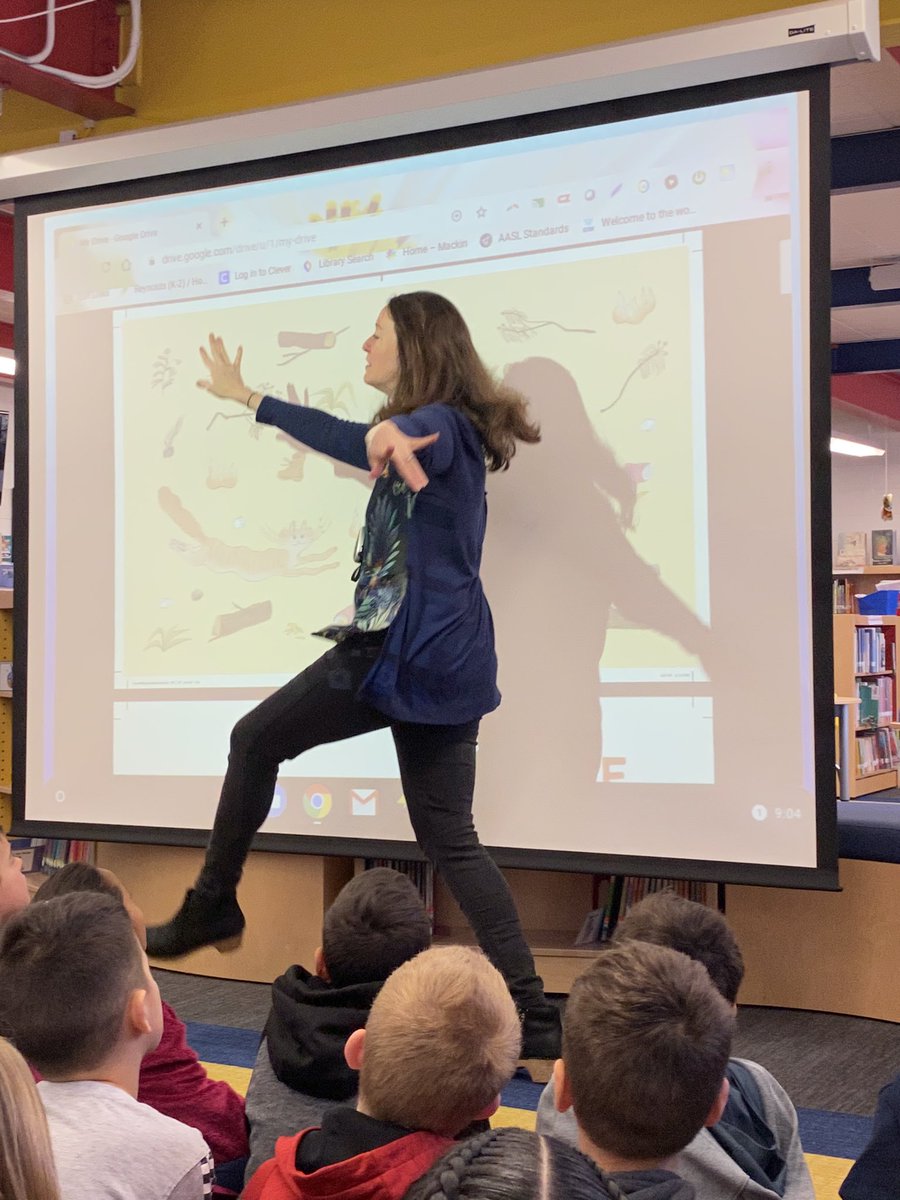 TeacherErica123's tweet photo. Watching and listening to Author @LaurelSnyder speak about imagination and creativity with our K-2 learners today was so inspiring! #charlieandmouse #imagination #worldreadaloud @librauno https://t.co/vutyADIzS5