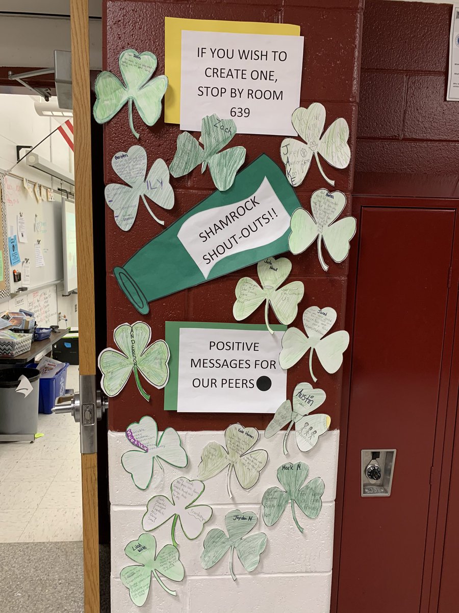 Today’s Team 6-1 Extended Homeroom activity - Shamrock Shoutouts! Students got to shout out to a person of their choice. Such a great way to spread positivity!