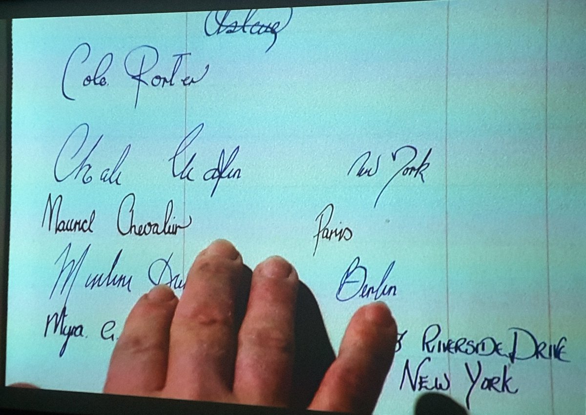 #NowWatching The great #PeterUstinov as #HerculePoirot in #EvilUnderTheSun is browsing the hotel register. Quite a few famous guests #IvorNovello #MauriceChevalier #ColePorter #FredAstaire #AdeleAstaire but can you tell who else left their signatures?