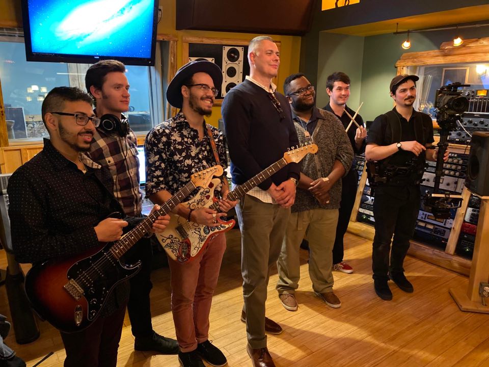 Haydenfilms's tweet photo. HFI hits #WhiteLakeMusicandPost studio in Albany with the great #AdultAlbumAlternative band #CenterCityDrive of Kutztown, PA! Also there are HFI member Brandon Debenedetta and #DavidBourgeois, owner of White Lake Music & Post! Stay tuned for new developments! #FilmMusicFriday https://t.co/tE13DsCj7V