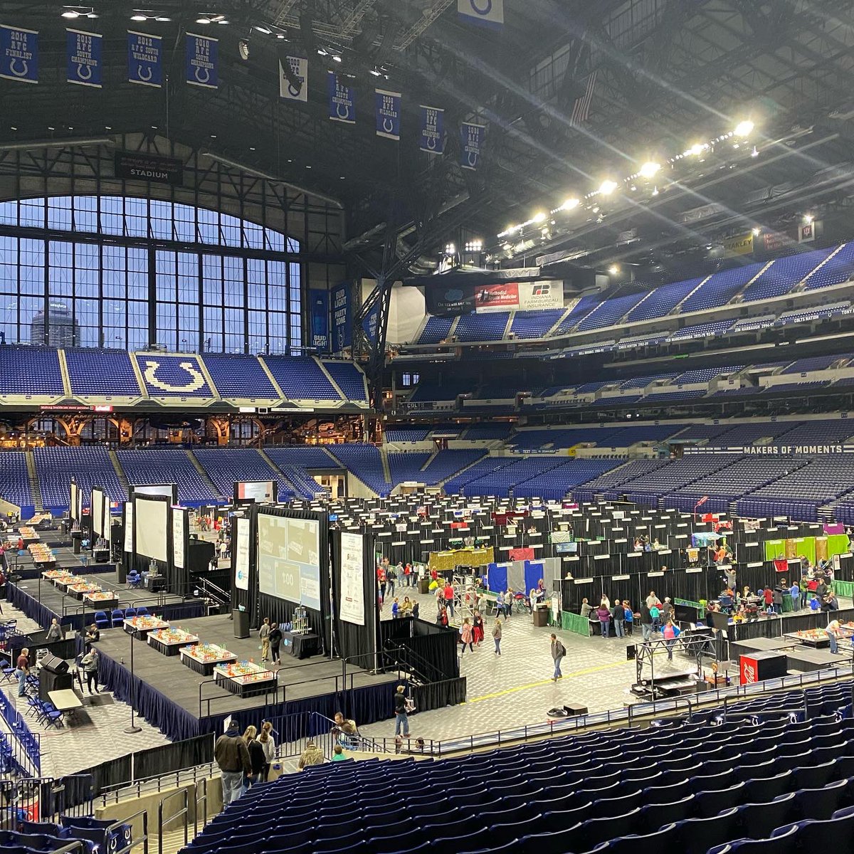 SES_Robotics's tweet photo. A little preview of Lucas Oil Stadium on the eve of the Indiana VEX Robotics State Championships! Can’t wait to see @SES_Robotics inaction tomorrow at their first State Championship!! @TPF4YRobots https://t.co/Eij0QOk5Hy