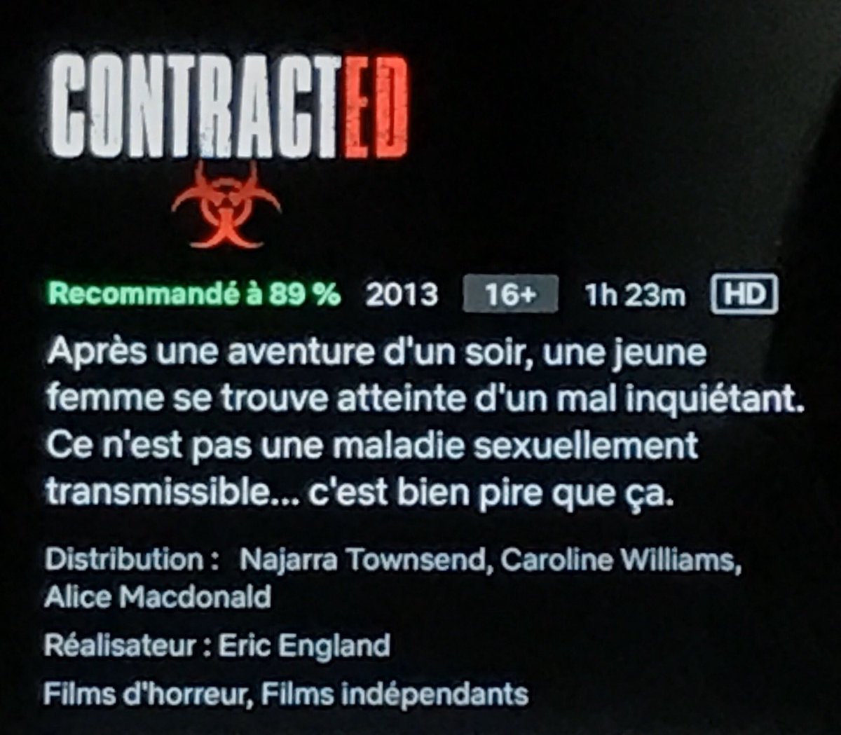 @enckleds @Yorgl_ @NetflixFR Je les ai interpellés il y a des mois de ça a cause de ce résumé qui décrit comme « une aventure d un soir » une séquence de viol. 
Jamais eu de réponse de @NetflixFR et le résumé demeure inchangé. Z’ont un pb avec les femmes ou quoi 😤