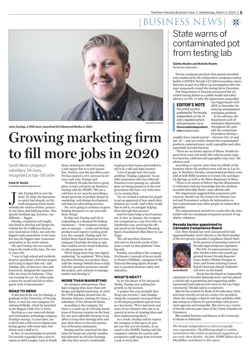 Our founder John Dunlap featured in Northern Nevada Business Weekly! The hard work and growth of D4 continues..sky is the limit!

Check out the full article here: nnbw.com/news/growing-r…