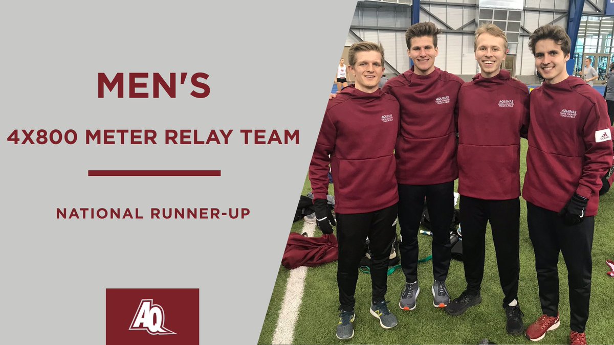 AQSaints's tweet photo. Congratulations to Robert Morse, Connor McGee, Matt MacGregor and Grayson Harding on their national runner-up time of 7:38.29 at the NAIA Championships!

#SaintsMarchOn https://t.co/mJnJwSZsKC