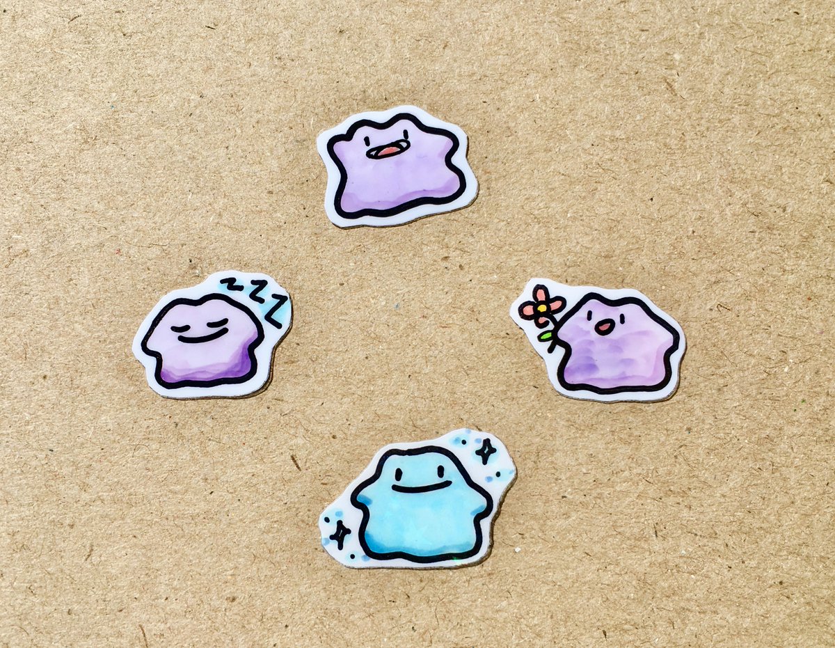 MiniMadeFriends's tweet photo. MIMIKYU AND DITTO are busting into my shop as hand drawn stickers! Don't miss your chance to snag these guys, as there will never be any other just like them! (and the shinys are holo too!) #mimikyu #ditto #Stickers 

✨Find them here: https://t.co/UfoXn08vXN https://t.co/UCo5msjJSh