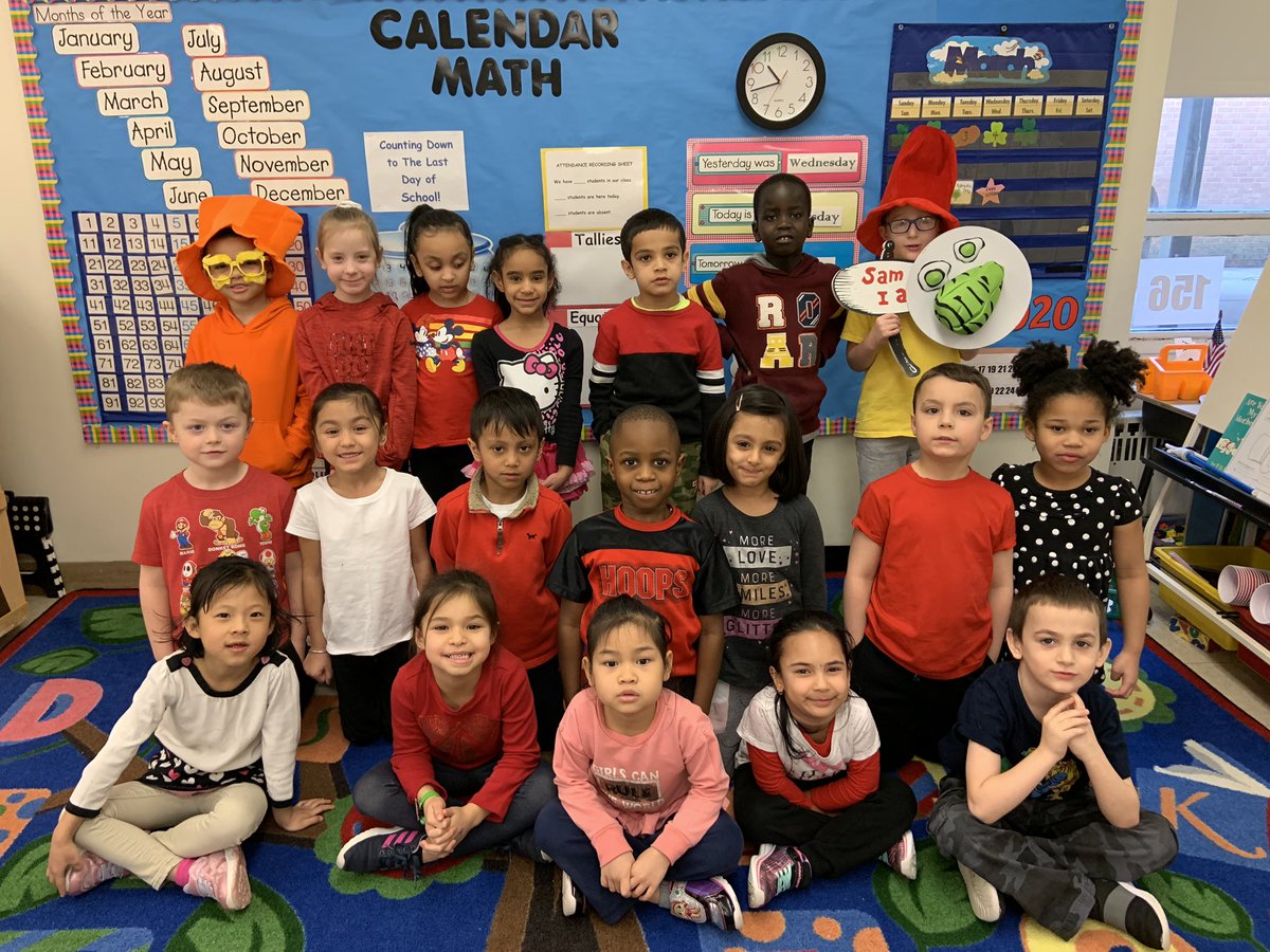 mrsvuPES's tweet photo. Last day of #ReadAcrossAmericaWeek An adorable “The Lorax”, “Sam I Am”, and all of us from room 156!!🥰#favoriteDrSeusscharater #redwhiteblack https://t.co/J3cTimcSx2