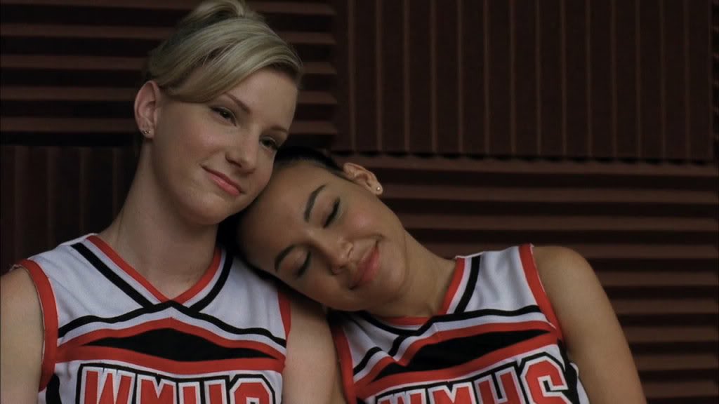 - santana x brittany - glee- i am so glad they got a happy ending- they were so cute together- tall girl/ small protective girlfriend- shaped me into who i am today- I LOVE YOU SANTANA. I LOVE YOU MORE THAN I'VE EVER LOVED ANYONE ELSE IN THIS WORLD- just 