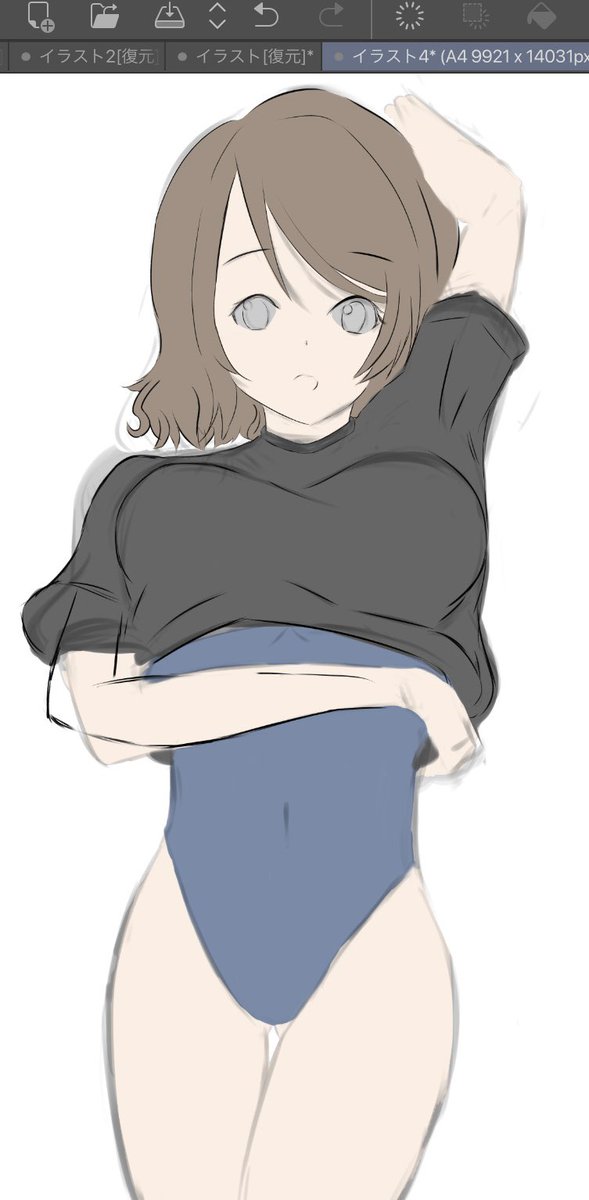 ユウ ラブライブ 渡辺曜 ラフ イラスト 腕の角度にくせっ 苦戦中
