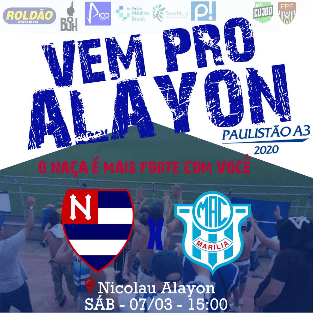 NacionalSP1919's tweet photo. Amanhã é dia de Naça bebe!!!!
Ingressos a venda somente nas bilheterias do estádio antes da partida.
20R$ - Inteira
10R$ - Meia-entrada
#VemproAlayon
#PaulistãoA3
#NacionalSP
#FPFTV
#NACxMAC
#Ferrinho https://t.co/GAGfv57vsC