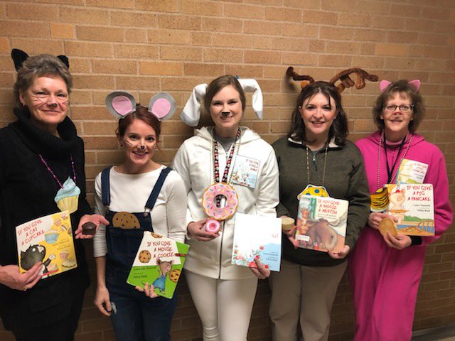 blcordingley's tweet photo. Read your shirt, STEAM, dress as a character, and happy birthday, Dr. Seuss!  Read Across America was a success!  #milbankschools https://t.co/R09nuoQA9P