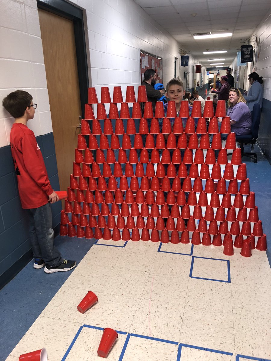 Cup stacking at literacy fair!  <a href="/5thHces/">HCES 5th grade Jacksonville NC</a> <a href="/HcesG/">HCES Gators</a> #GlobalSTEMLeaders