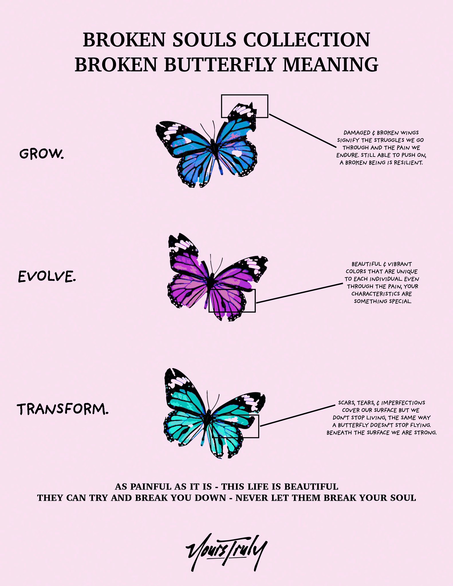 Yours Truly Clothing On Twitter Broken Souls Collection Restocking Tonight At 11 59pm Every Love Yourself Broken Butterfly Hoodie Will Come With This Meaning Card That Includes A Poem From With Love 2