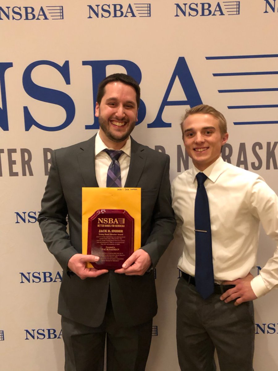 SVEagles's tweet photo. Congratulations 🎉 to Zach Nathan for receiving the Jack R. Snider Young Band Director Award and Congratulations 🎉 to the Southern Valley Band for receiving the NSBA Academic Achievement Award! 🦅 💪 https://t.co/xcz2x3vkOa