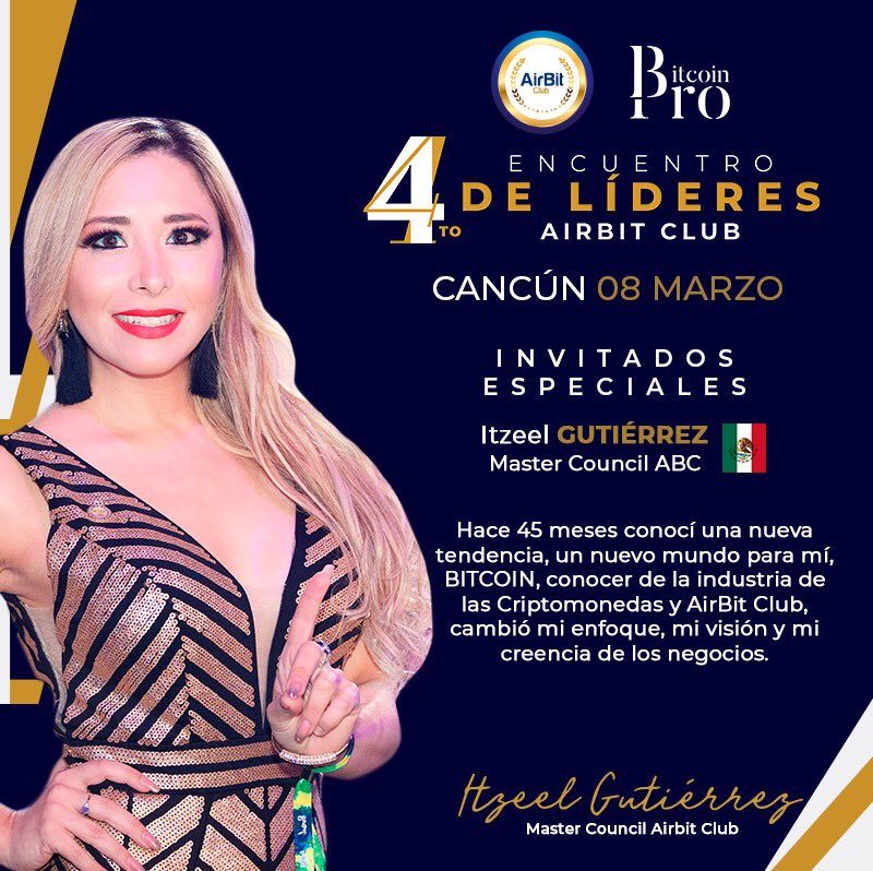 itzeelteam's tweet photo. ✨Conoce sus inspiradoras historias... 💬 ¡Y descubre los secretos profesionales que han llevado al éxito a los grandes expertos de la #Criptoeconomía global! 🌐📈🔝

💠 4º ENCUENTRO DE LÍDERES AIRBIT CLUB EN CANCÚN 🗓 8️⃣• ￼0️⃣3️⃣ • 2️⃣0️⃣2️⃣0️⃣ 🎉

💥 ¡NO TE LO PUEDES PERDER! https://t.co/2mVwADduEO