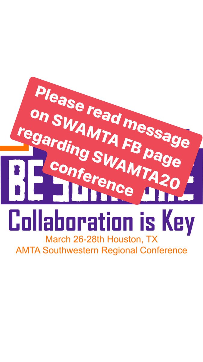SWRAMTA's tweet photo. Attention #swamta please see our FB post regarding #swamta20 https://t.co/xBhoxzYVaD