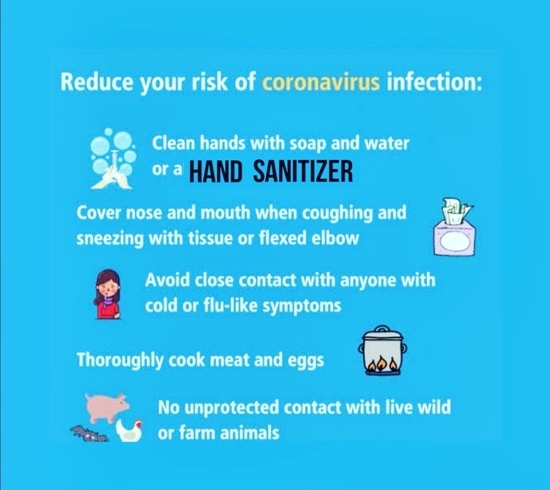 happyhandsza's tweet photo. Guidelines to reduce the risk of a #CoronaVirus infection. ☝🏻
#BeWiseAndSanitize 💙 https://t.co/y2YnIoBFn1