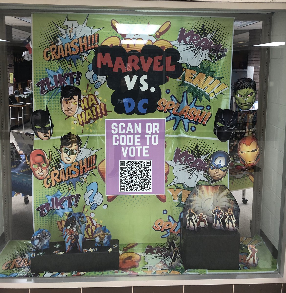 AMSlibraryFitz's tweet photo. March Madness is here! Vote @Marvel or @DCComics &amp; check out your favs in the library! @alief_middle @Alief_Libraries https://t.co/ID5prGsYDK