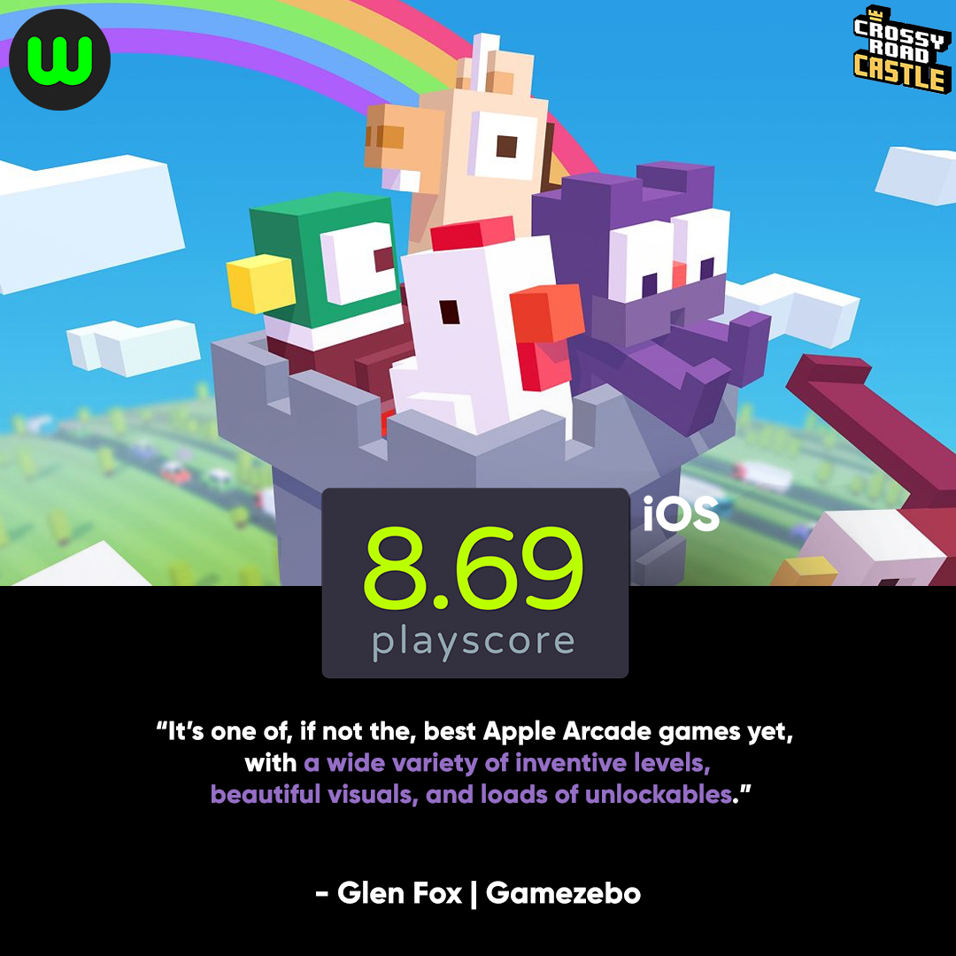 whatoplay's tweet photo. How high can you reach in this fun apple arcade game? Crossy Road Castle receives a playscore of 8.69 on iOS. 
ㅤ
Leave a review at https://t.co/NBux9eXMWq
ㅤ
ㅤ
ㅤ
@HipsterWhaleDev @gamezebo #whatoplay #whatoplayupdate #playscore #playscoreupdate #arcadegame #appleappgame https://t.co/WoFNljEPNx
