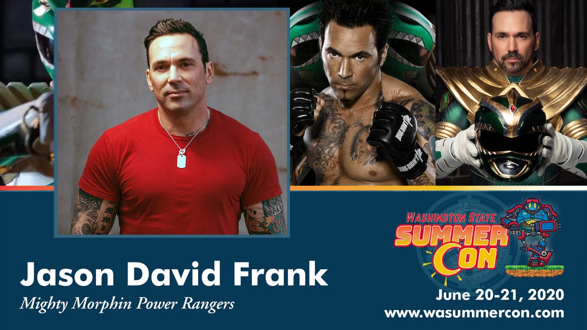 wasummercon's tweet photo. It’s Morphin Time! The Original Green Ranger and MMA fighter, Jason David Frank, is coming to the Washington State Summer Con on June 20th and 21st.  Jason is best known for his portrayal of Tommy Oliver from the Original Mighty Morphin Power Rangers.  Tickets are on sale now. https://t.co/0O7wcBEK1V