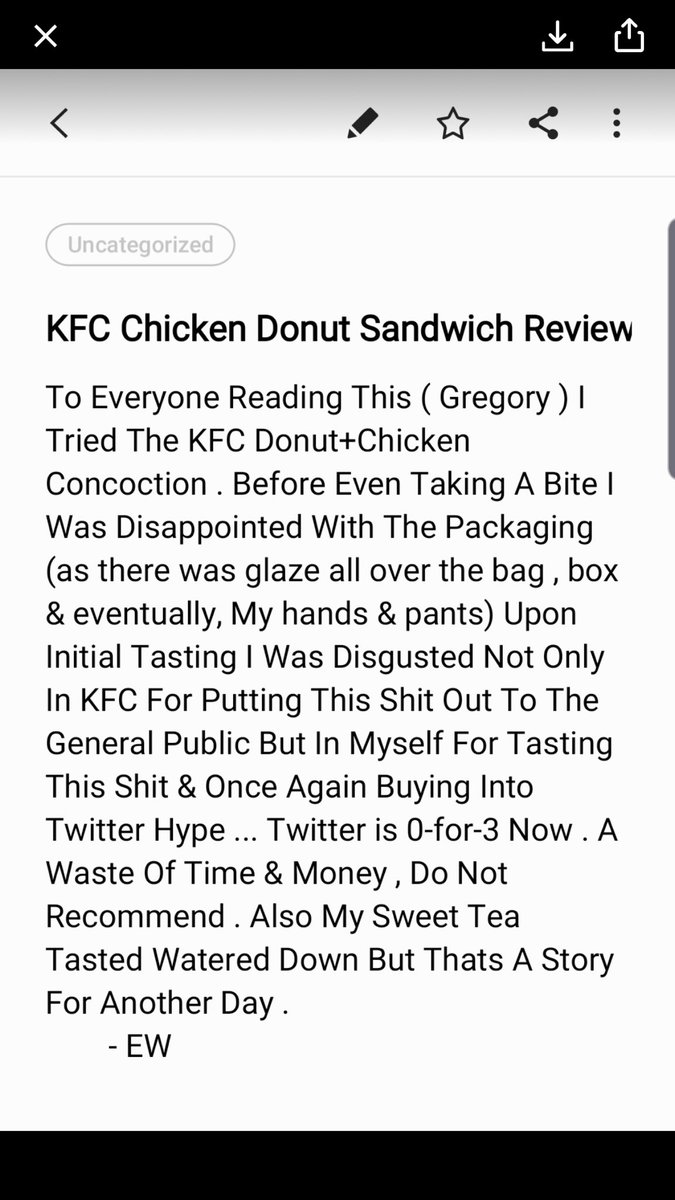 poppinfn's tweet photo. This is the official review of the KFC chicken donut sandwich made by @_eericwhite https://t.co/4Ha4VcYPHx