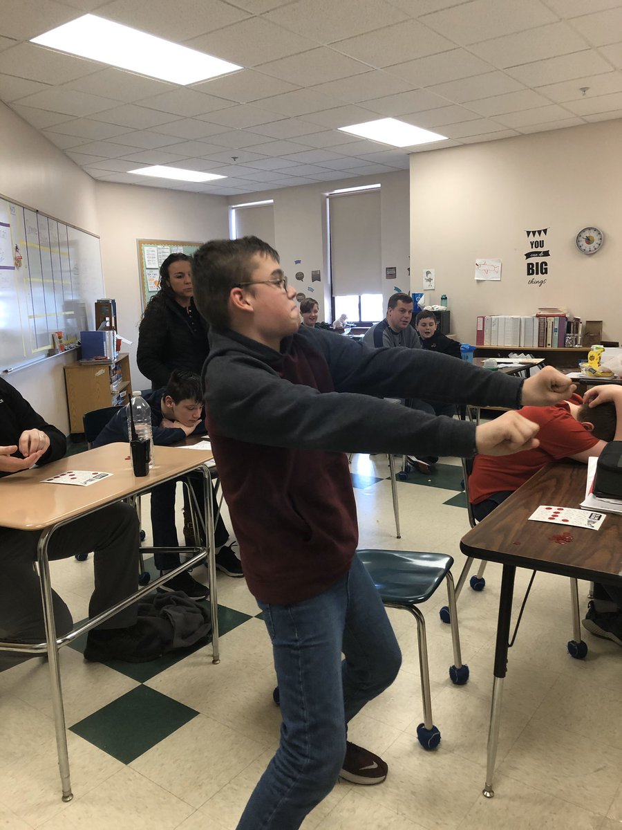 mrswilmarth's tweet photo. Tough game of #tellingtimeBingo at BINGO Friday today!  And I think @Tfc50Tim might have a new supervisor (hint: he’s doing his victory dance). So who will challenge us next week? @MarshfieldSuper @FBMSPPAL @Marshfield_PD https://t.co/xwBL40SSh8