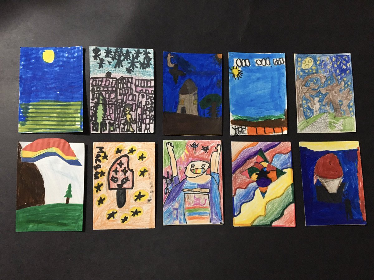 JaneLongArt's tweet photo. Decorah Setter @decorahv your artist trading cards traveled from Colorado all the way to Jane Long Elementary in Richmond Texas! Love them!! @MiniMatisse #atcswap https://t.co/3yRHxwIb50