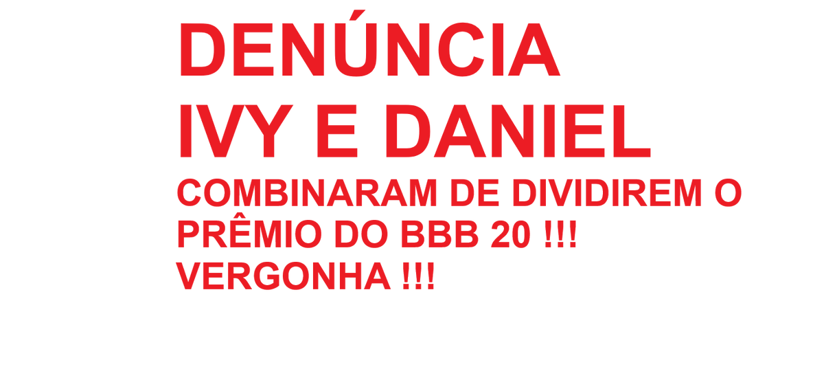 TinovuT's tweet photo. #quartobranco #Danielmerecerespeito #manueprior DENÚNCIA NO BBB20 , DANIEL E IVY COMBINARAM NA CASA DE VIDRO DE DIVIDIR O PRÊMIO SE CHEGAREM NA FINAL , ISSO É ANTI-JOGO , NÃO PODE !!!! https://t.co/mmXwJ6jIrb