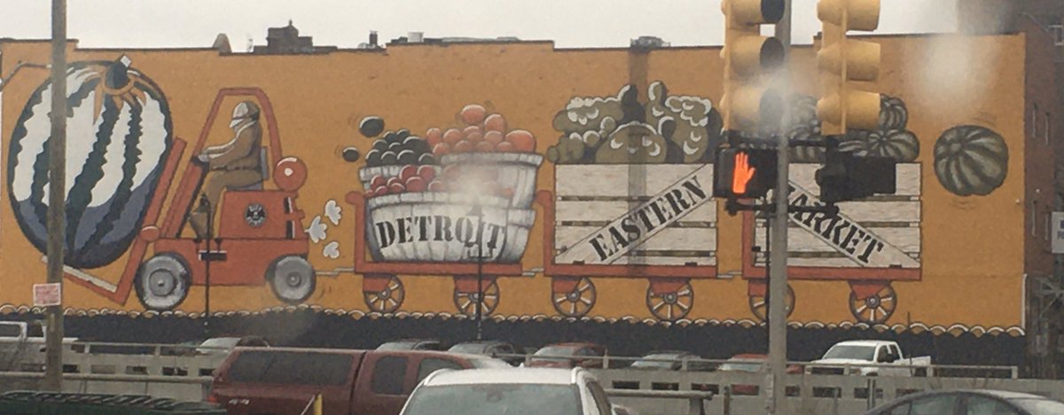 Kyra_Reynolds1's tweet photo. @EasternMarket visit today- fighting nutrition poverty in the Detroit area. Trying to address racial disparity in good food access, provide jobs, and avoid the ‘Goldilocks problem’ in battling ‘Big Food’- become too big = displacing gentrification. Hard task!! @WIPLive #ambit20 https://t.co/l9vBrUnvSe