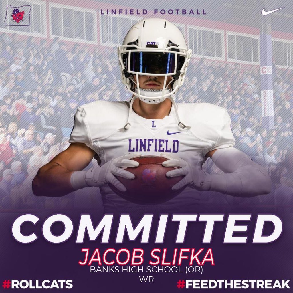 SlifkaJacob's tweet photo. Very excited to announce that I will be continuing my education and football career at Linfield! I want to thank my coaches, teammates, and family for supporting me, and @CoachSmithCats @coachboehme and @coachbelliott for believing in me and giving me this opportunity! https://t.co/nPCMZaRbka