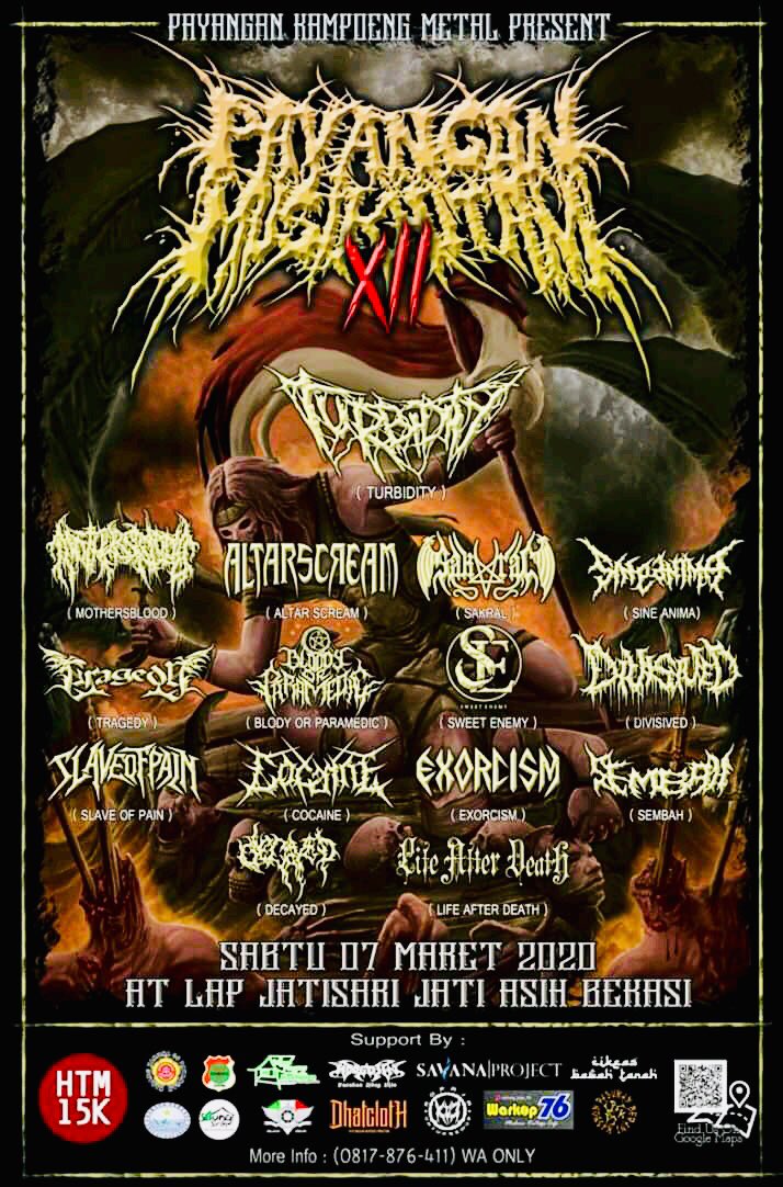 Jangan lupa! Hari ini Sabtu 7 Maret 2020 kami akan perform di acara "Payangan Musik Hitam" di Lap Jatisari Jati Asih Bekasi. Acara dimulai pukul 16:00-selesai dan tiket masuk 15K. Selamat berjumpa dan meramaikan acara all metalheads!🍻🤘