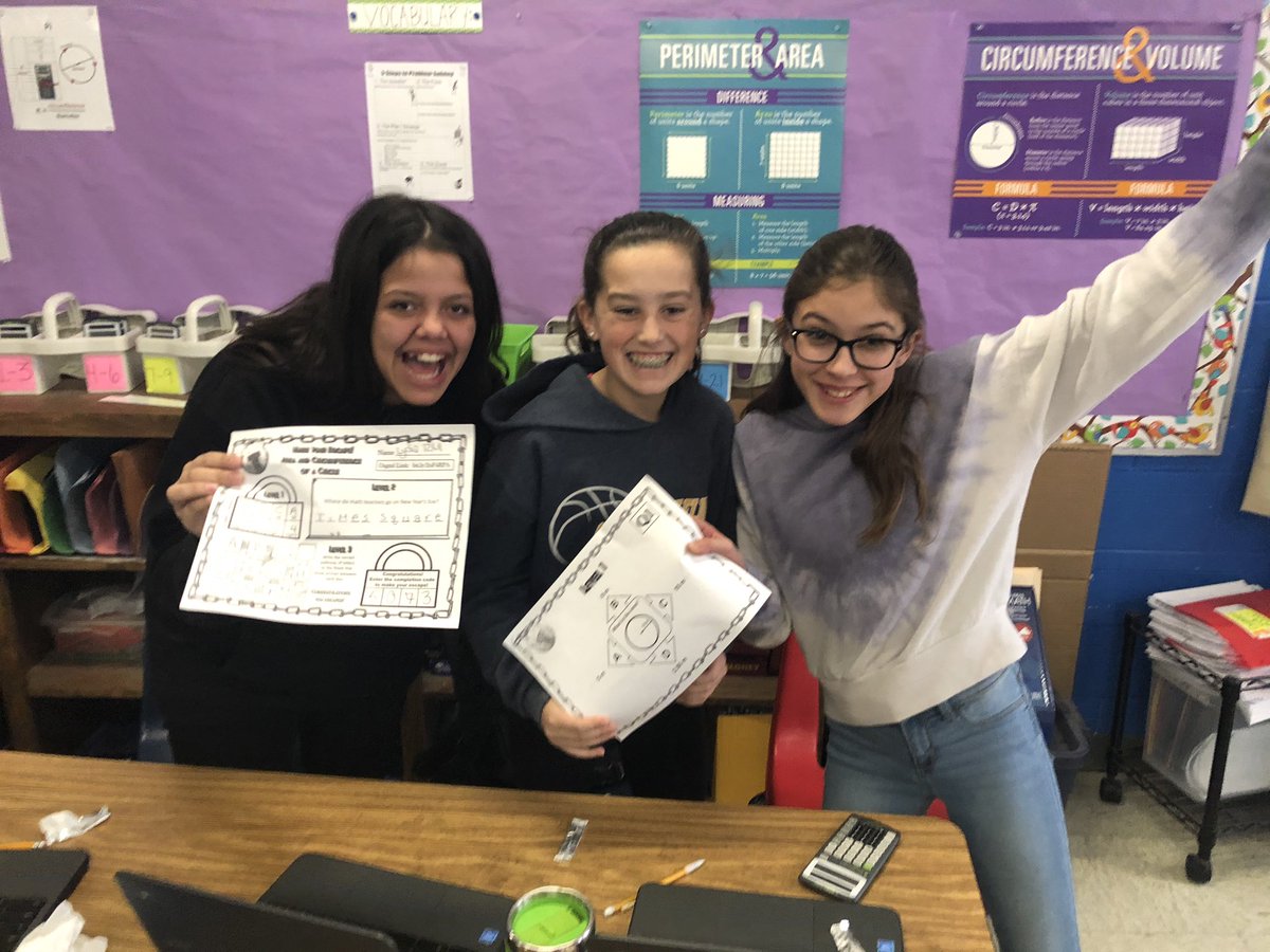 A_M_Summers's tweet photo. Today was all about #APPLICATION of the last 2 weeks of instruction on #CIRCLES! Started with a group sort that made Ss think about the use of #FORMULAS then my first #ESCAPEROOM !  #deeperlearning #challenge #teammwork @FMSFLUCOS @meagan_tenia @tblkerr https://t.co/dMEBy3mdzj