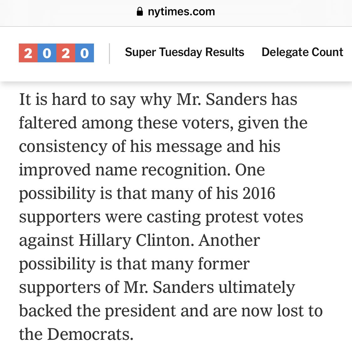  More receipts on how “well” the  #BernieTheAlienator playbook for courting White voters with the Alt Left Southern Strategy worked for him on Super Tuesday, and why that might hamper his efforts in Michigan and beyond:  https://www.nytimes.com/2020/03/06/upshot/bernie-sanders-michigan-problem.html  #coalitionbuilding 