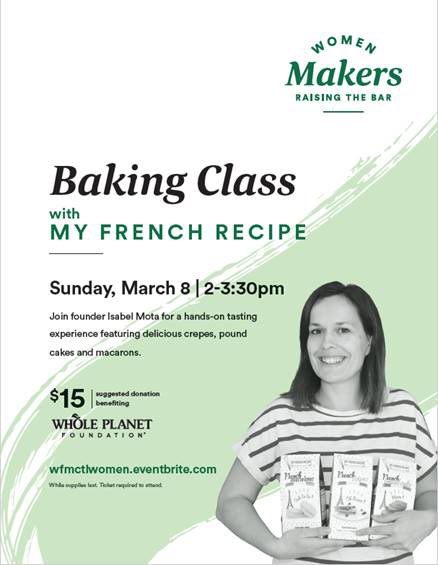 MyFrenchRecipe_'s tweet photo. Join My French Recipe's founder, at @WholeFoods for a hands-on tasting experience, featuring delicious French treats.
Suggested donation is $15. All event proceeds benefit @WholePlanet foundation, which empowers the world’s poorest women with microcredit.
https://t.co/GCmenOSG11 https://t.co/8LcOwgvkhe